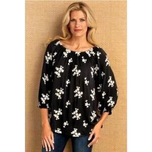 Anthropologie Eri + Ali Floral Peasant Top Size Medium